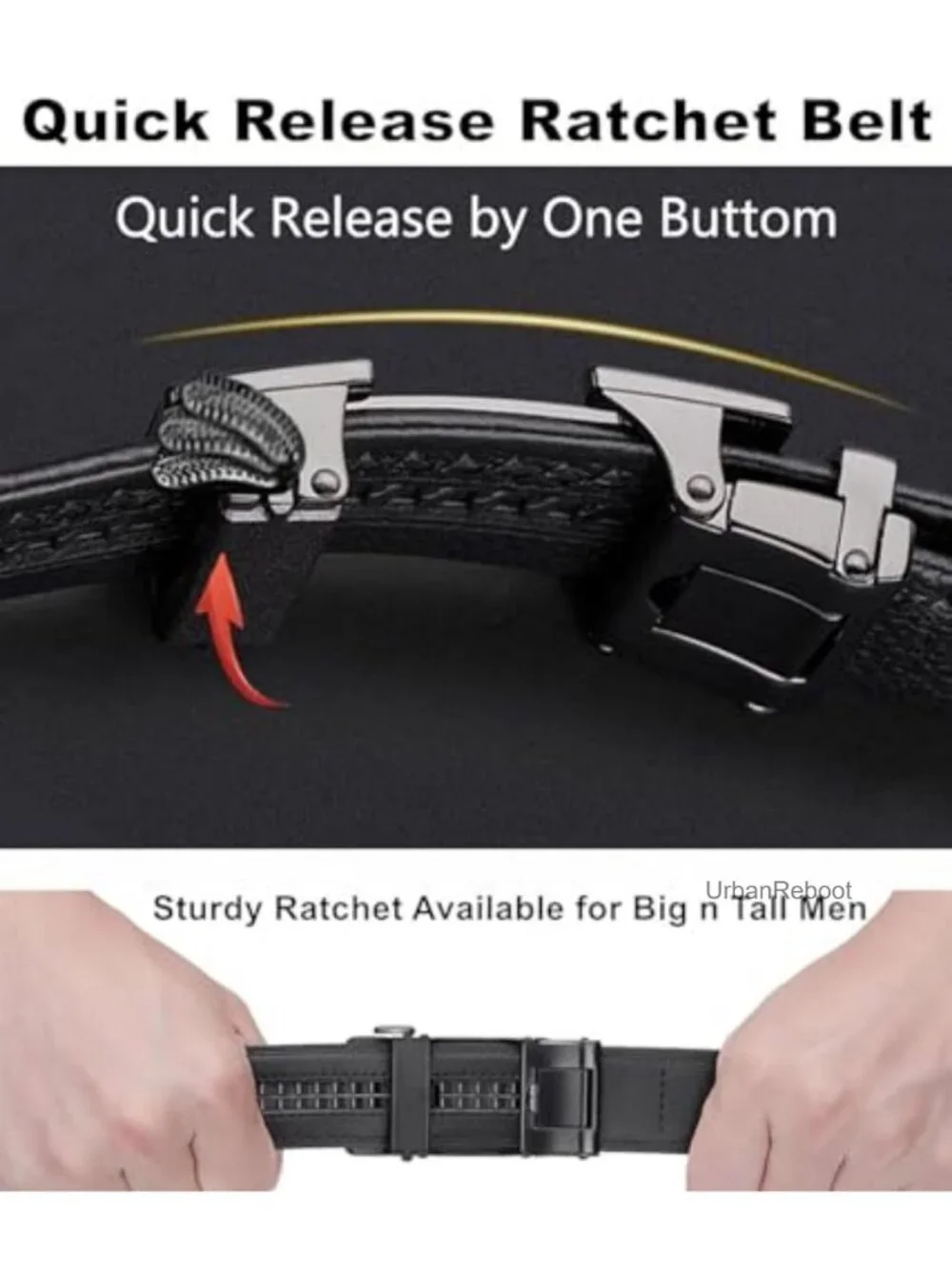 Men's Leather Ratchet Belt Dress with Easy Adjustable Automatic Buckle